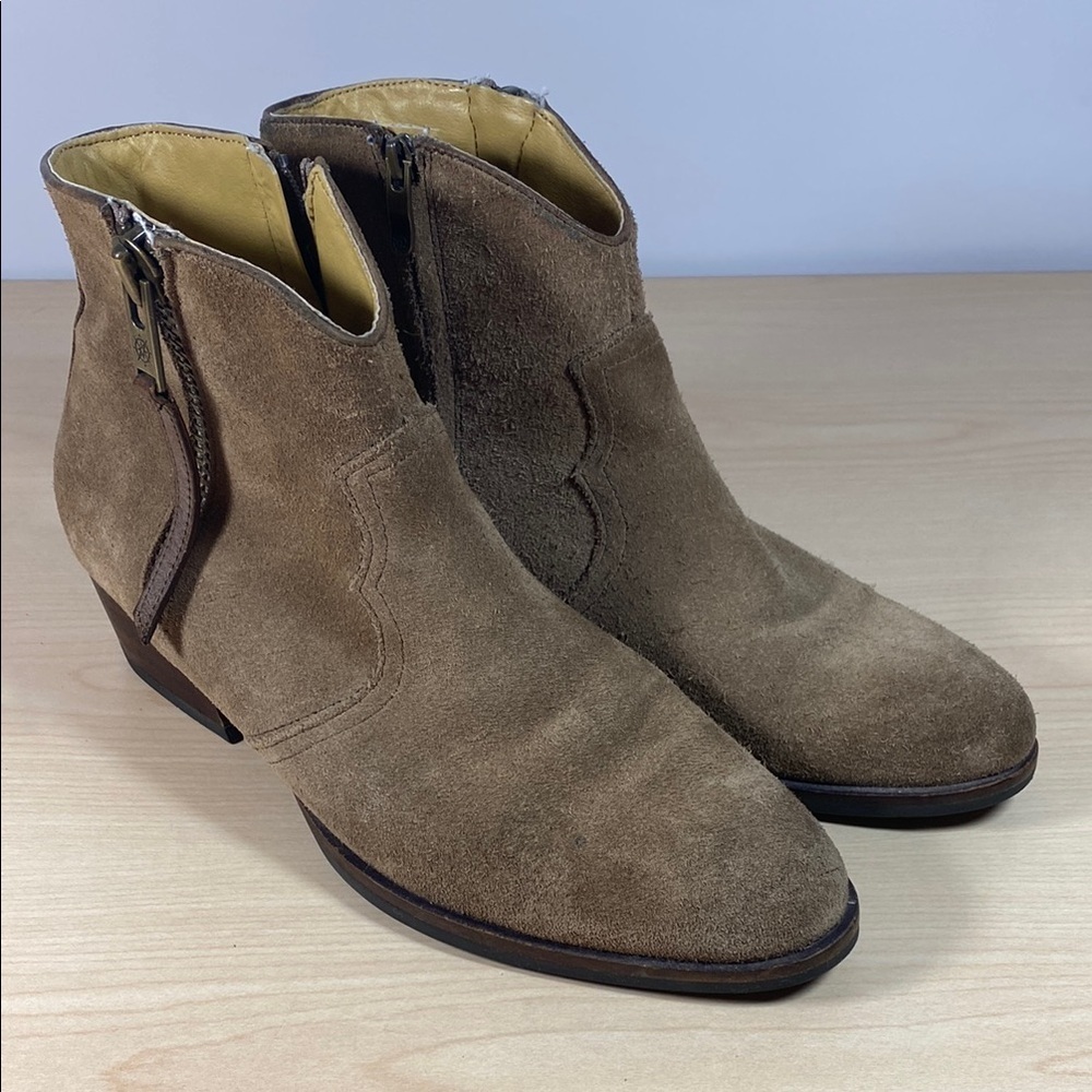 Bussola Alameda Annie Taupe Brown Suede Western Ankle Boots